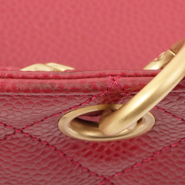 Chanel Around 2000 Made Caviar Skin Cc Mark Stitch Chain Top Handle Bag Pink