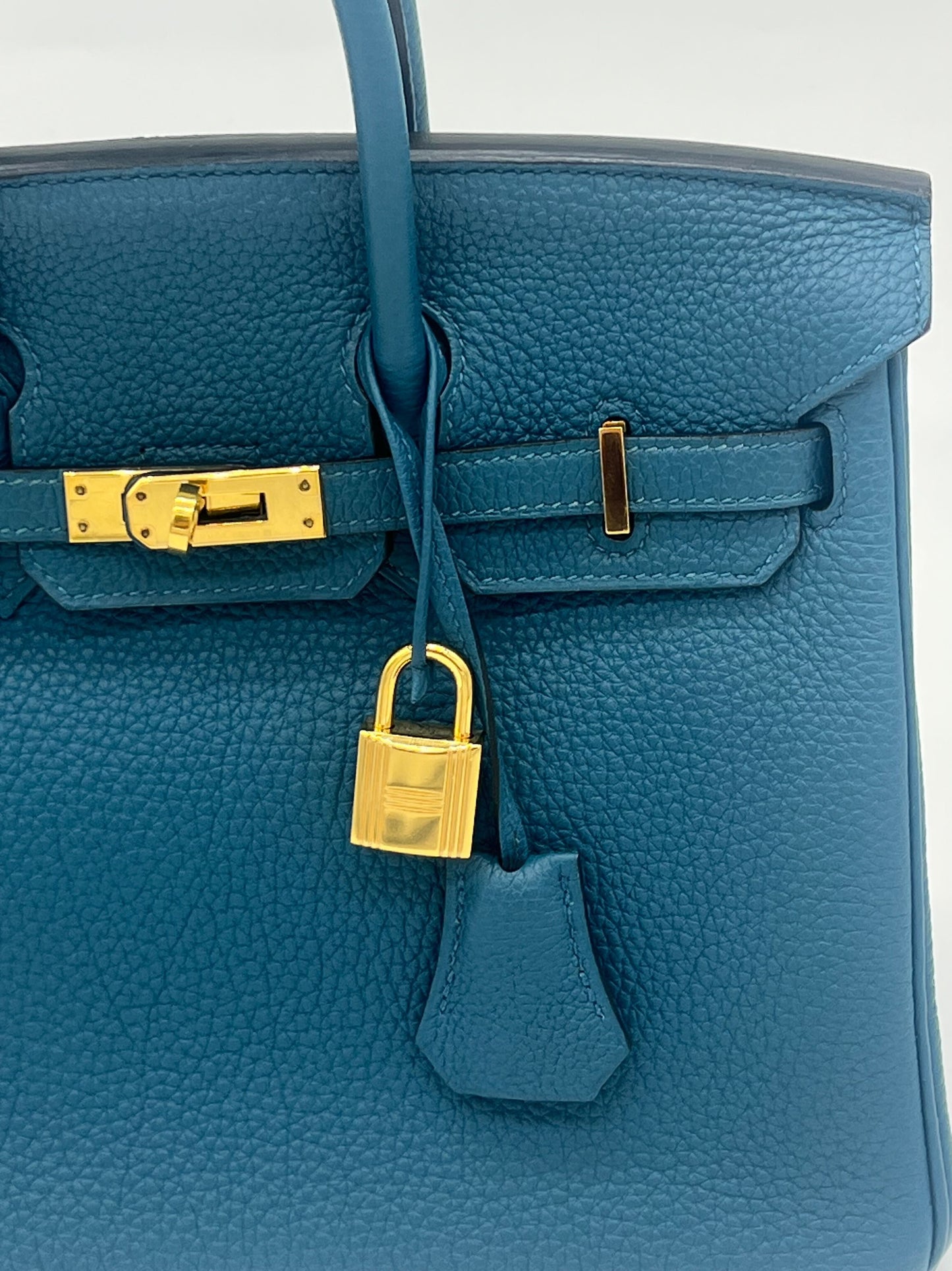 Luxury Hermes Birkin 25 Bleu Jean Togo Gold Hardware