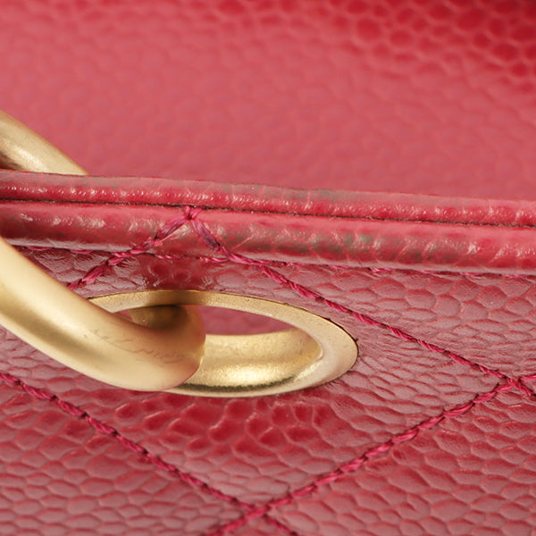 Chanel Around 2000 Made Caviar Skin Cc Mark Stitch Chain Top Handle Bag Pink