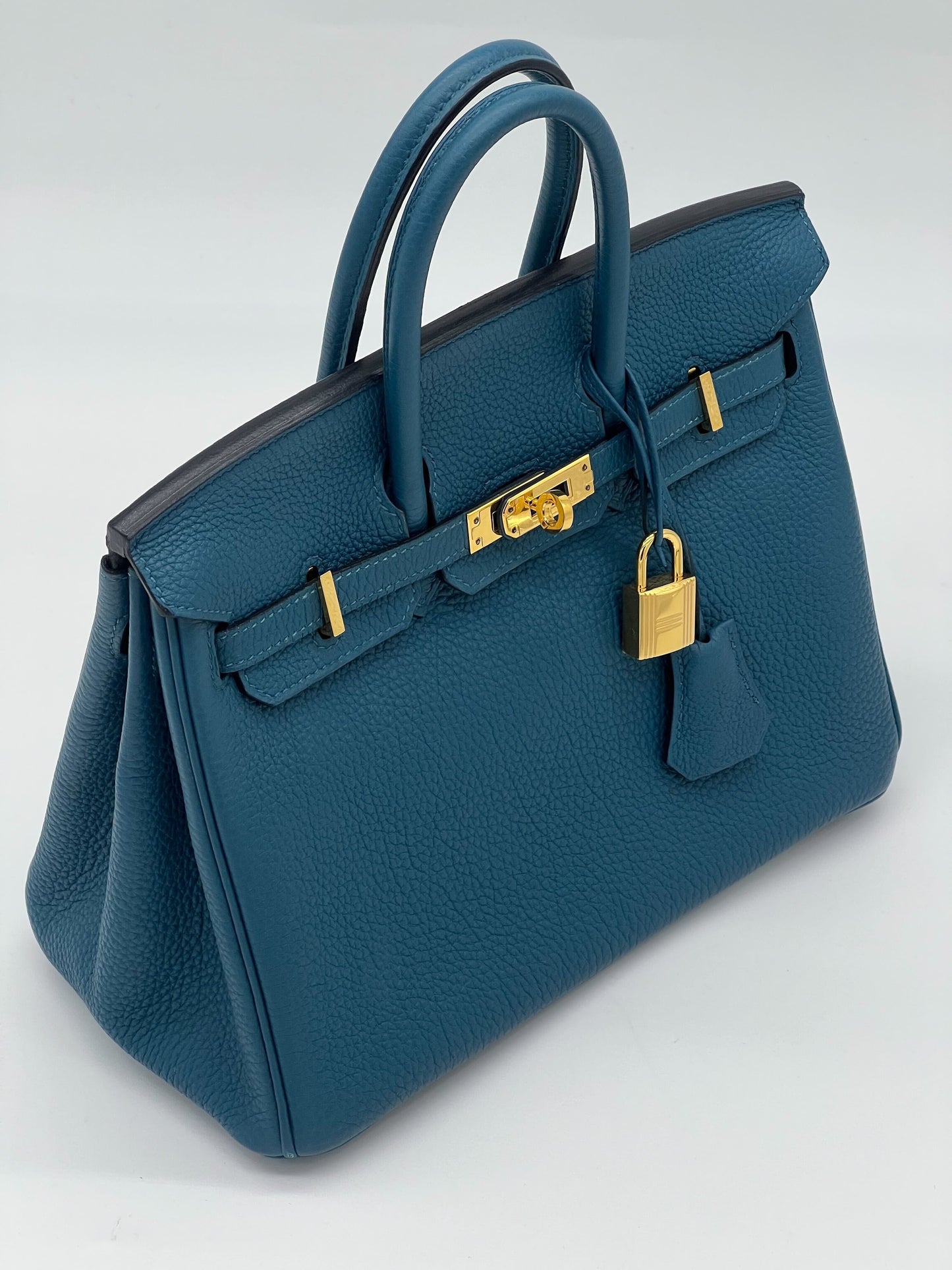 Luxury Hermes Birkin 25 Bleu Jean Togo Gold Hardware