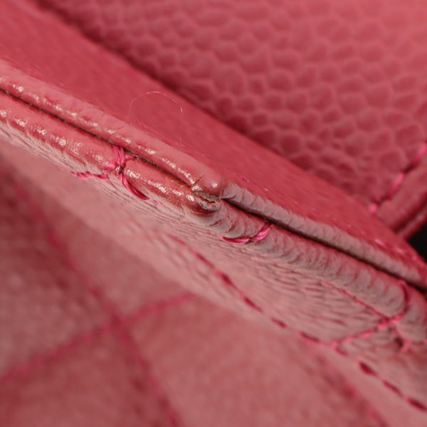Chanel Around 2000 Made Caviar Skin Cc Mark Stitch Chain Top Handle Bag Pink