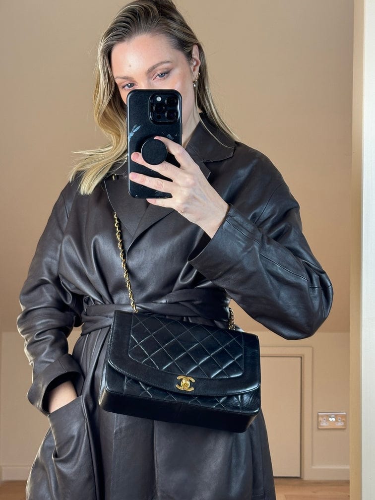Chanel Diana Black Single Flap with 24k gold plated hardware