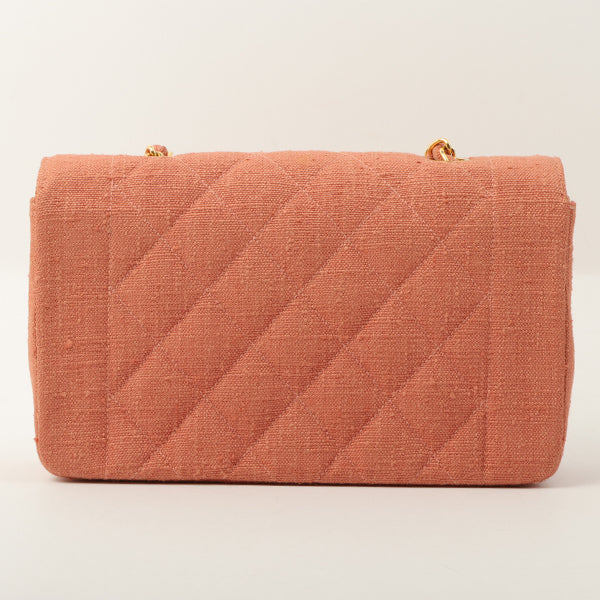 Chanel 1992 Cotton Diana Flap Chain Bag Light Coral