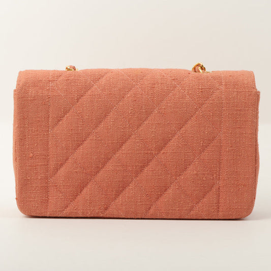 Chanel 1992 Cotton Diana Flap Chain Bag Light Coral