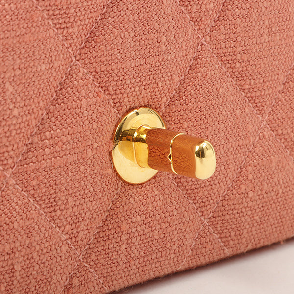 Chanel 1992 Cotton Diana Flap Chain Bag Light Coral