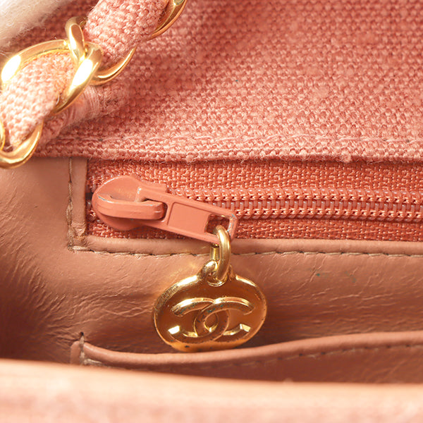 Chanel 1992 Cotton Diana Flap Chain Bag Light Coral