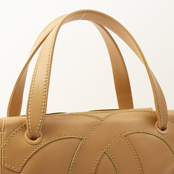 Chanel Around 2004 Made Big Cc Mark Stitch Handbag Beige