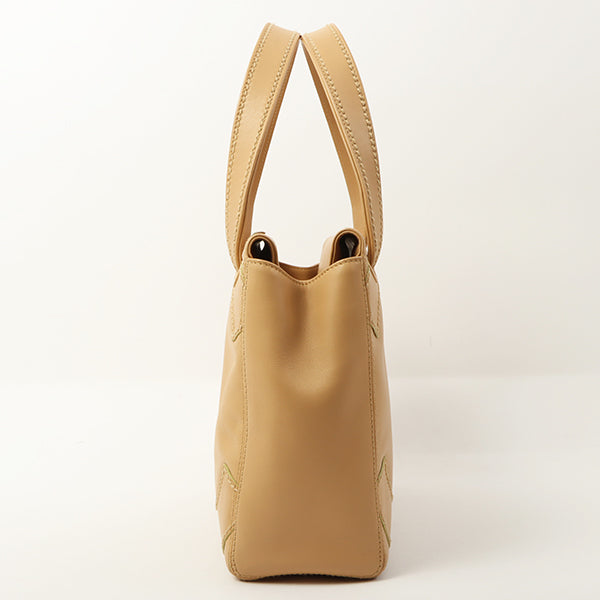 Chanel Around 2004 Made Big Cc Mark Stitch Handbag Beige