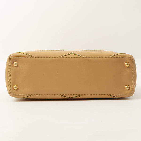 Chanel Around 2004 Made Big Cc Mark Stitch Handbag Beige