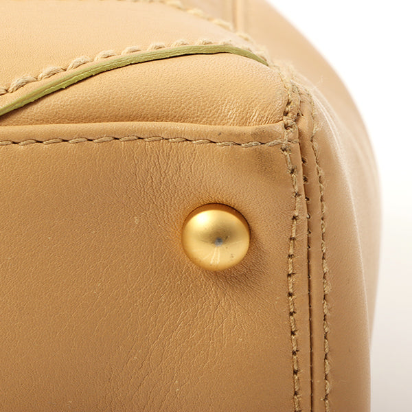 Chanel Around 2004 Made Big Cc Mark Stitch Handbag Beige