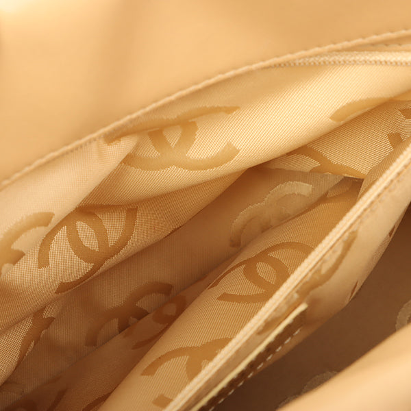 Chanel Around 2004 Made Big Cc Mark Stitch Handbag Beige
