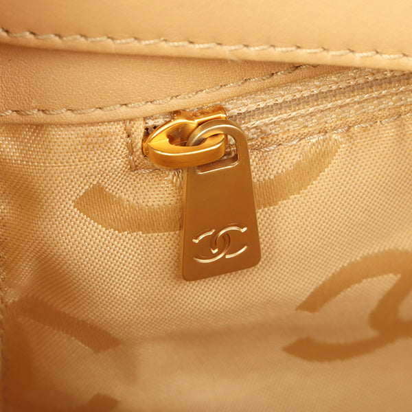 Chanel Around 2004 Made Big Cc Mark Stitch Handbag Beige