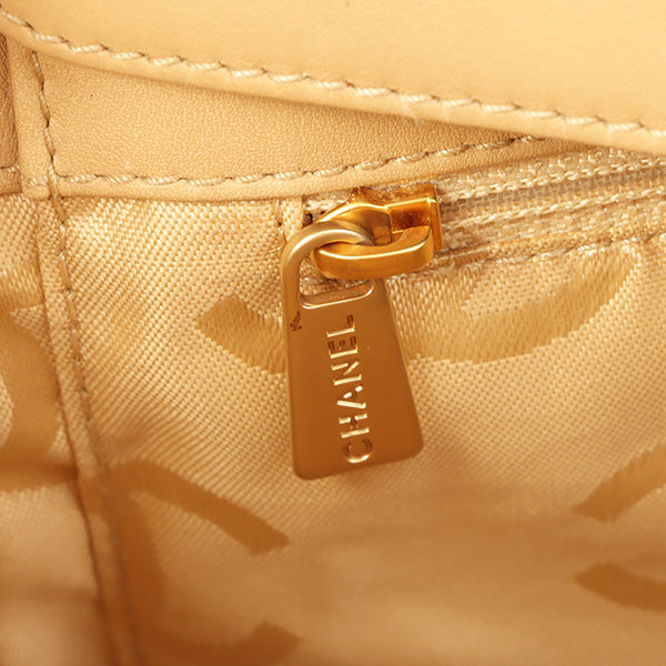 Chanel Around 2004 Made Big Cc Mark Stitch Handbag Beige