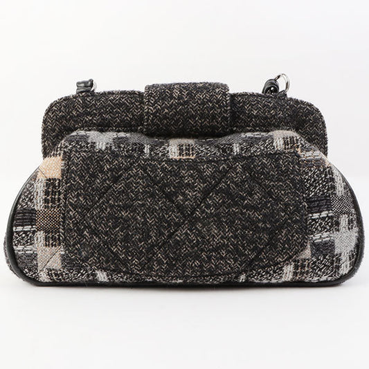 Chanel Around 2006 Made Tweed Cc Mark Plate Chain Shoulder Bag Black/Multi