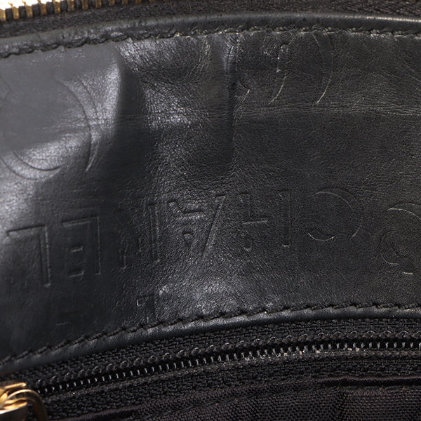 Chanel Around 2002 Made Chocobar Logo Embossed Chain Shoulder Bag Black