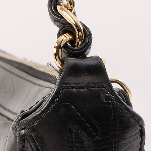 Chanel Around 2002 Made Chocobar Logo Embossed Chain Shoulder Bag Black