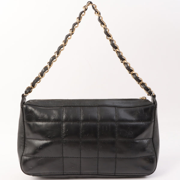 Chanel Around 2002 Made Chocobar Logo Embossed Chain Shoulder Bag Black