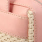 Chanel Around 2005 Made Cotton Leather Comby Logo Embossed Handle Bag Beige/Pink
