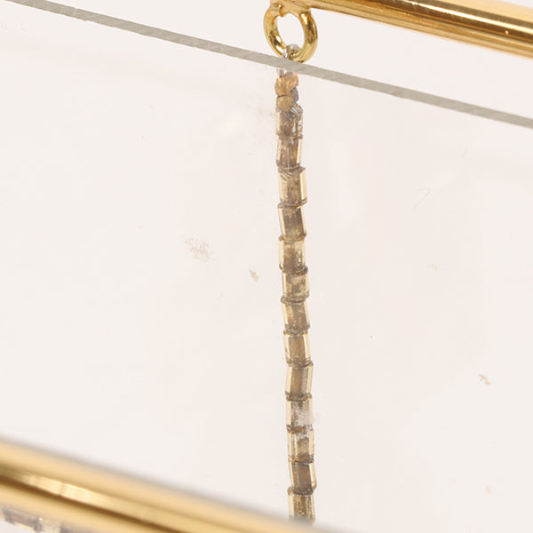 CHANEL Beads Chocolate Bar Logo Charm Chain Shoulder Bag Clear