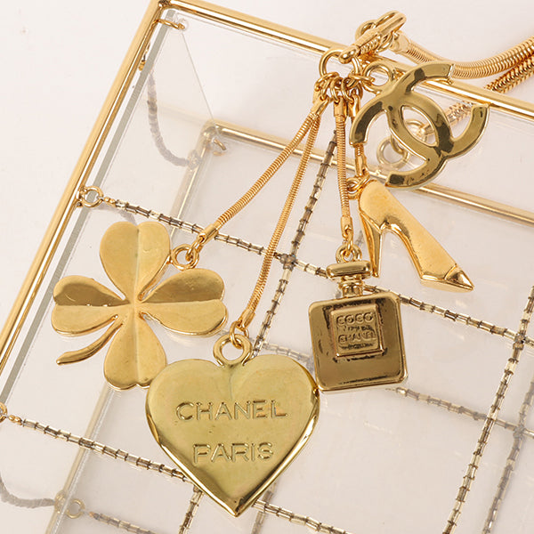 CHANEL Beads Chocolate Bar Logo Charm Chain Shoulder Bag Clear