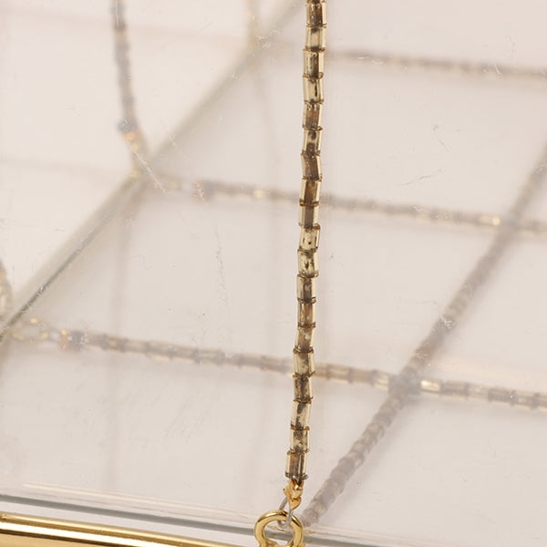 CHANEL Beads Chocolate Bar Logo Charm Chain Shoulder Bag Clear