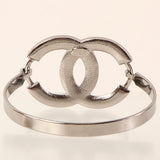 CHANEL 2005 Made Bijoux Cc Mark Bangle Silver/Clear/Red
