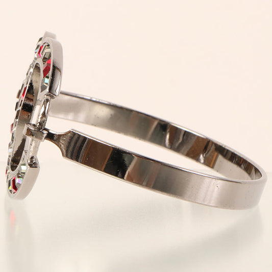 CHANEL 2005 Made Bijoux Cc Mark Bangle Silver/Clear/Red