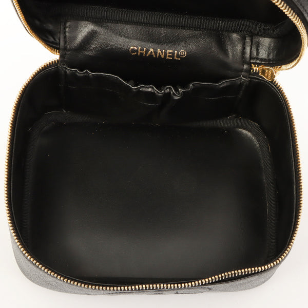 Chanel Around 1997 Made Caviar Skin Cc Mark Stitch Vanity Black