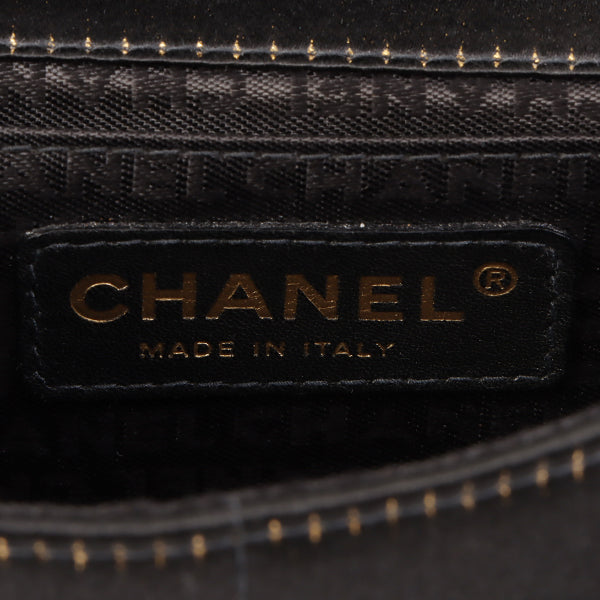 Chanel Around 2003 Made Silk Satin Camellia Chocolate Bar Cc Mar Mini Chain Bag Black