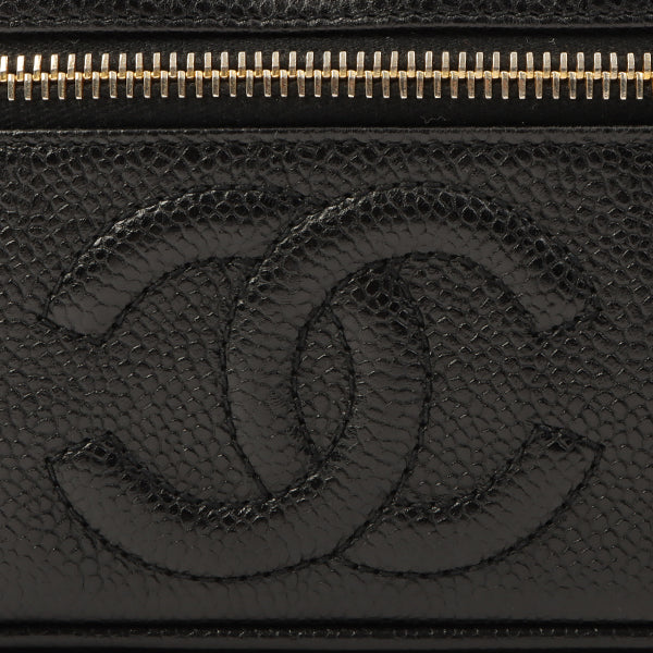 Chanel Around 1997 Made Caviar Skin Cc Mark Stitch Vanity Black