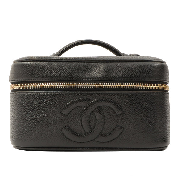 Chanel Around 1997 Made Caviar Skin Cc Mark Stitch Vanity Black