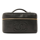Chanel Around 1997 Made Caviar Skin Cc Mark Stitch Vanity Black
