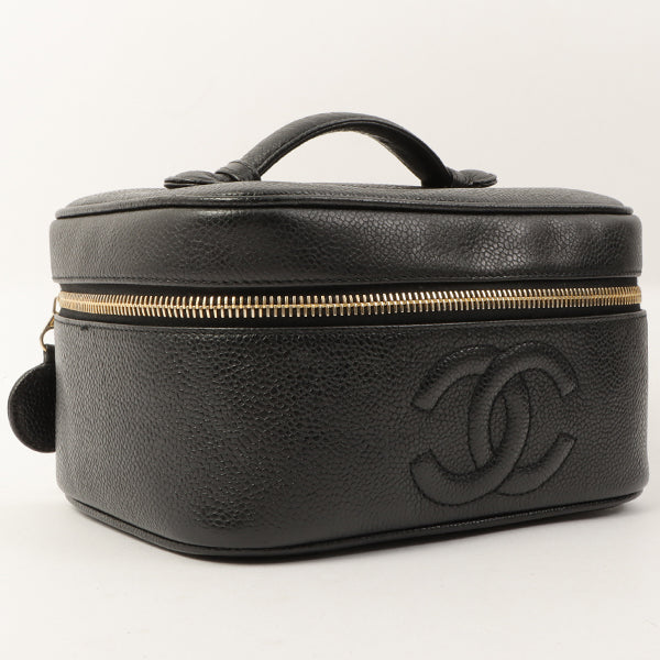 Chanel Around 1997 Made Caviar Skin Cc Mark Stitch Vanity Black