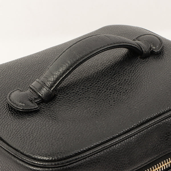 Chanel Around 1997 Made Caviar Skin Cc Mark Stitch Vanity Black