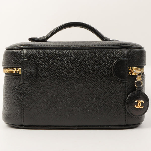 Chanel Around 1997 Made Caviar Skin Cc Mark Stitch Vanity Black