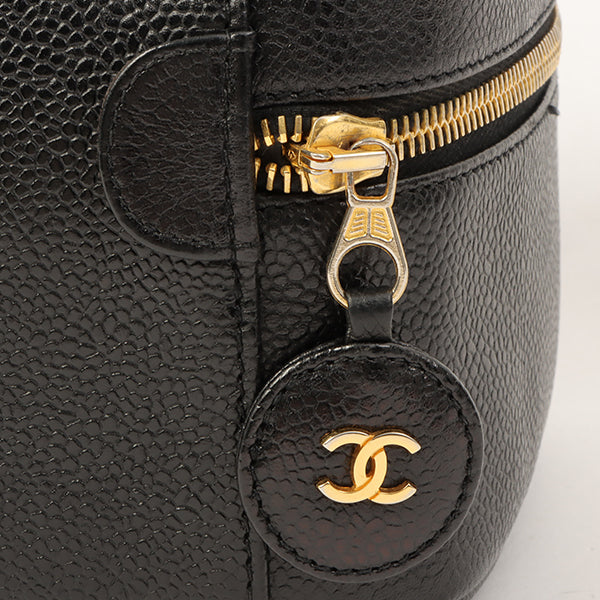 Chanel Around 1997 Made Caviar Skin Cc Mark Stitch Vanity Black