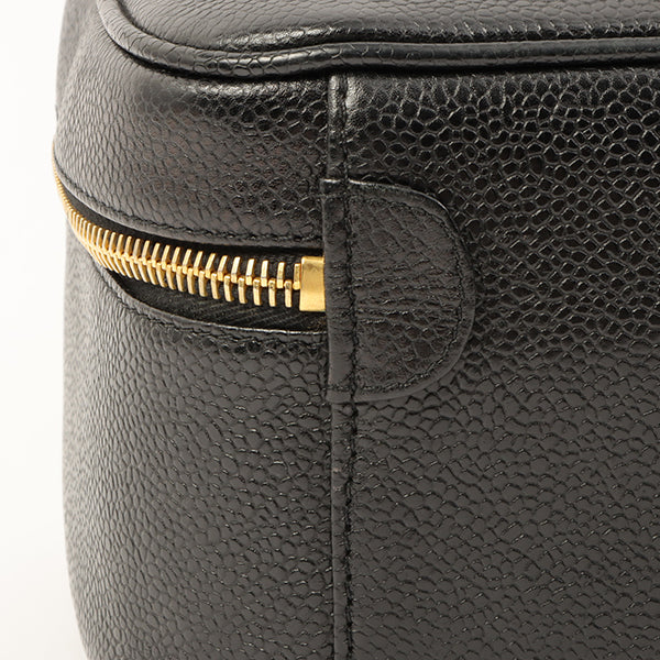 Chanel Around 1997 Made Caviar Skin Cc Mark Stitch Vanity Black