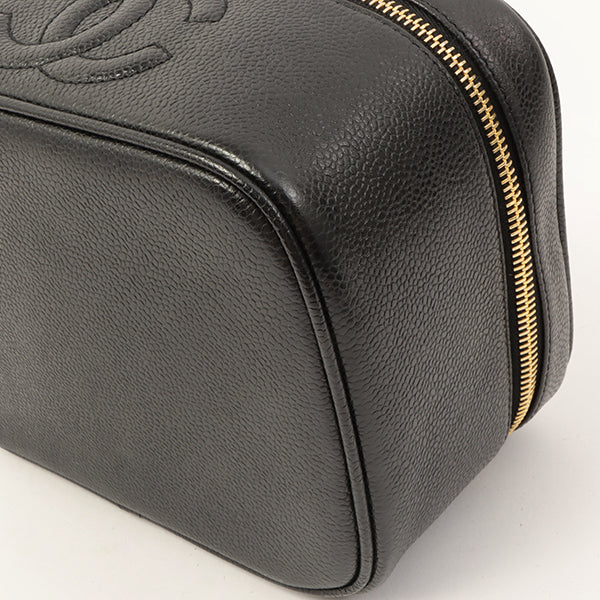 Chanel Around 1997 Made Caviar Skin Cc Mark Stitch Vanity Black