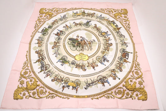 Hermes "La Promenade de Longchamps" Carre 90 in Pink Silk