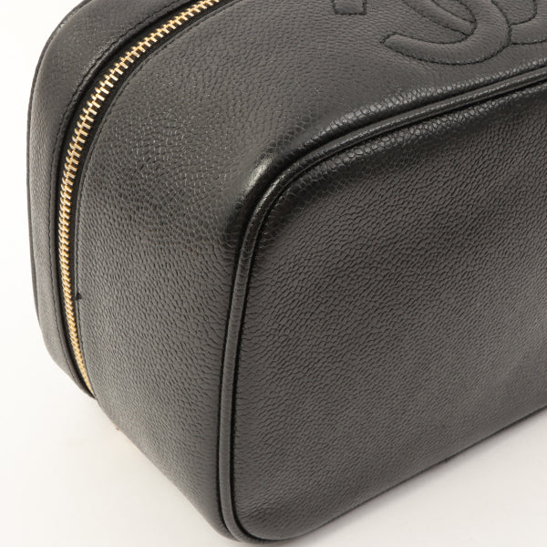 Chanel Around 1997 Made Caviar Skin Cc Mark Stitch Vanity Black