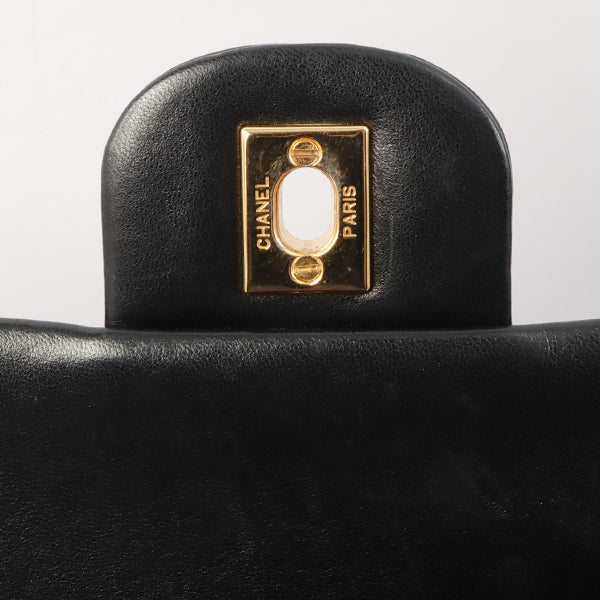 Chanel Around 1990 Made Classic Flap Turn-Lock Chain Bag Black