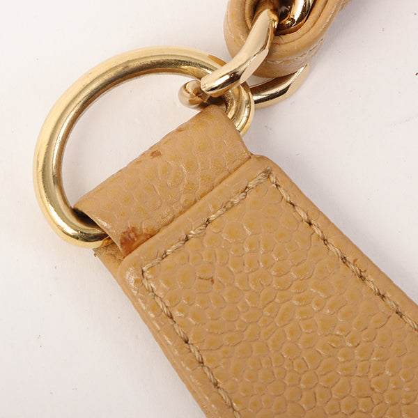 Chanel Around 2001 Made Caviar Skin Cc Mark Stitch Shoulder Bag Beige
