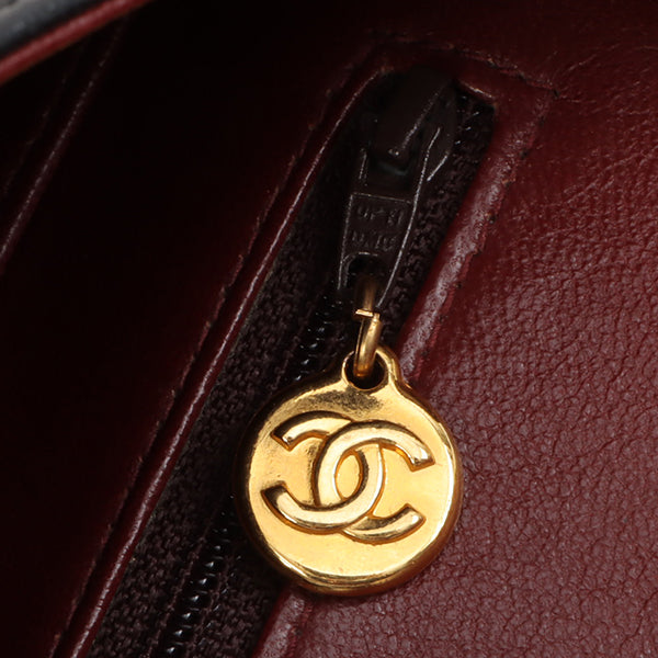 Chanel Around 1990 Made Classic Flap Turn-Lock Chain Bag Black