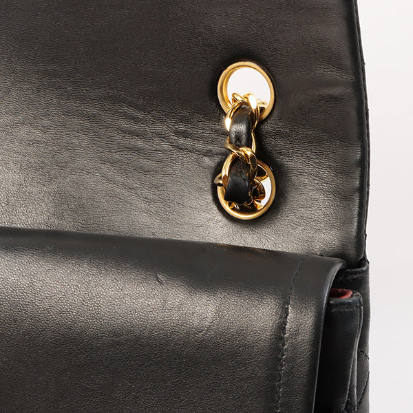 Chanel Around 1990 Made Classic Flap Turn-Lock Chain Bag Black
