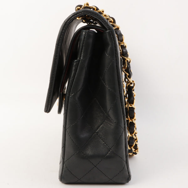 Chanel Around 1990 Made Classic Flap Turn-Lock Chain Bag Black