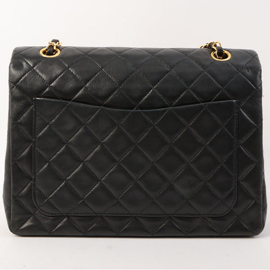 Chanel Around 1990 Made Classic Flap Turn-Lock Chain Bag Black