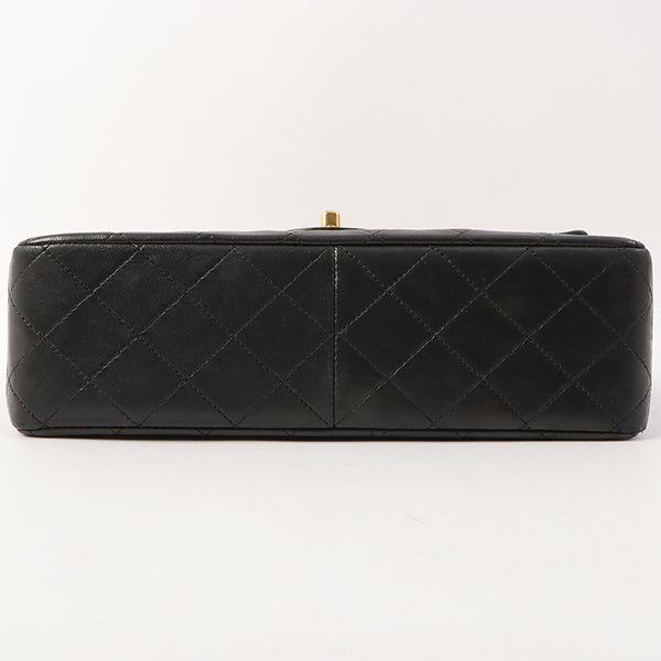 Chanel Around 1990 Made Classic Flap Turn-Lock Chain Bag Black