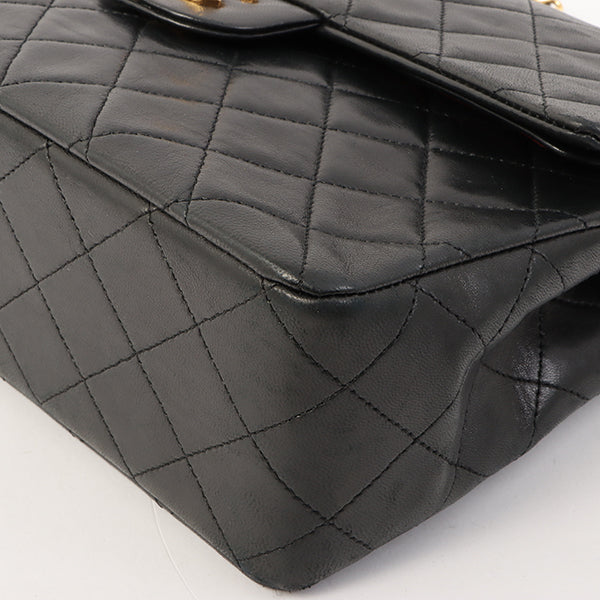 Chanel Around 1990 Made Classic Flap Turn-Lock Chain Bag Black