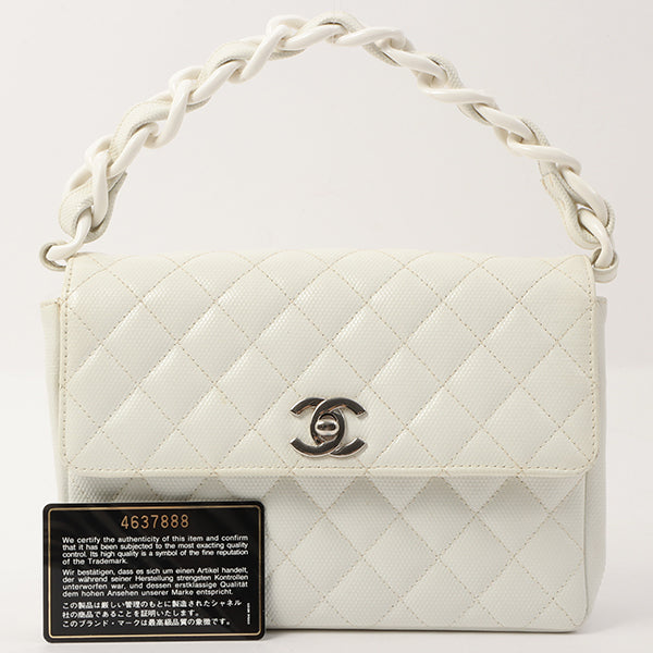 Chanel Around 1996 Made Pvc Turn-Lock Plastic Chain Handbag White