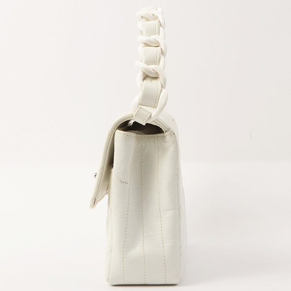 Chanel Around 1996 Made Pvc Turn-Lock Plastic Chain Handbag White